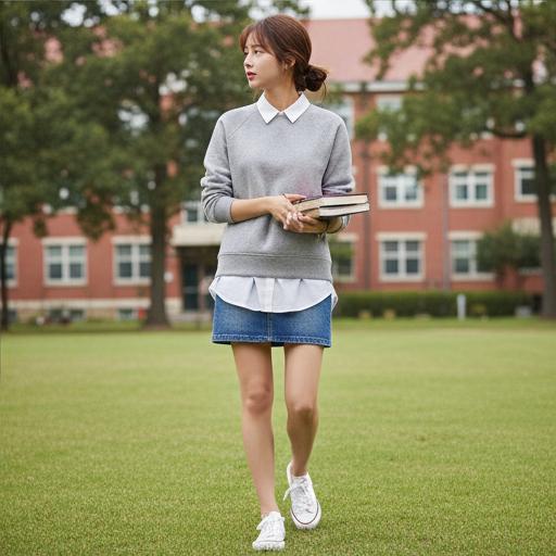 흰색 셔츠 레이어드: 캐주얼 캠퍼스룩