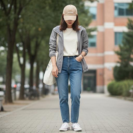 중청 데님 팬츠: 편안한 데일리 캠퍼스룩