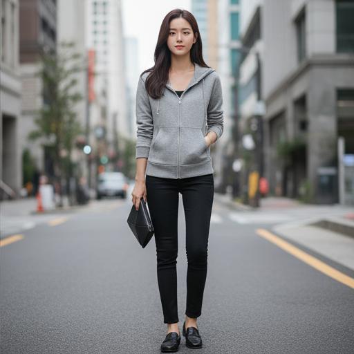 블랙 슬림 팬츠: 미니멀 도시 출근룩