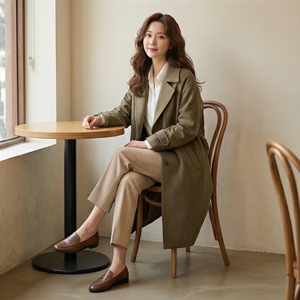 베이지색 바지: 부드러운 인상의 모임 스타일