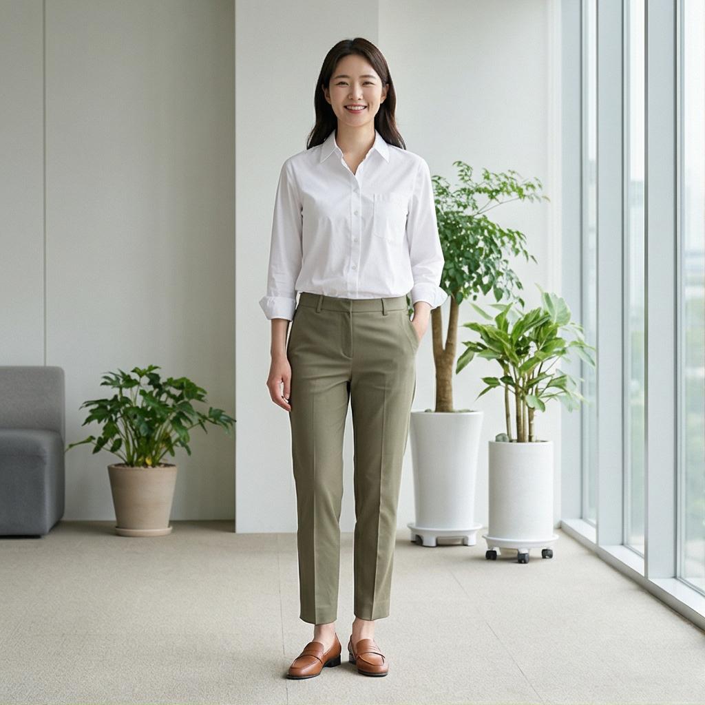 화이트 셔츠: 단정한 출근룩