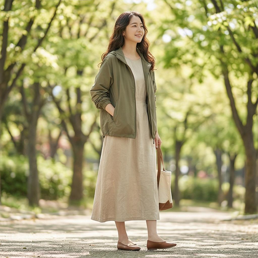 롱 스커트와 코튼 원피스: 부드러운 페미닌 스타일