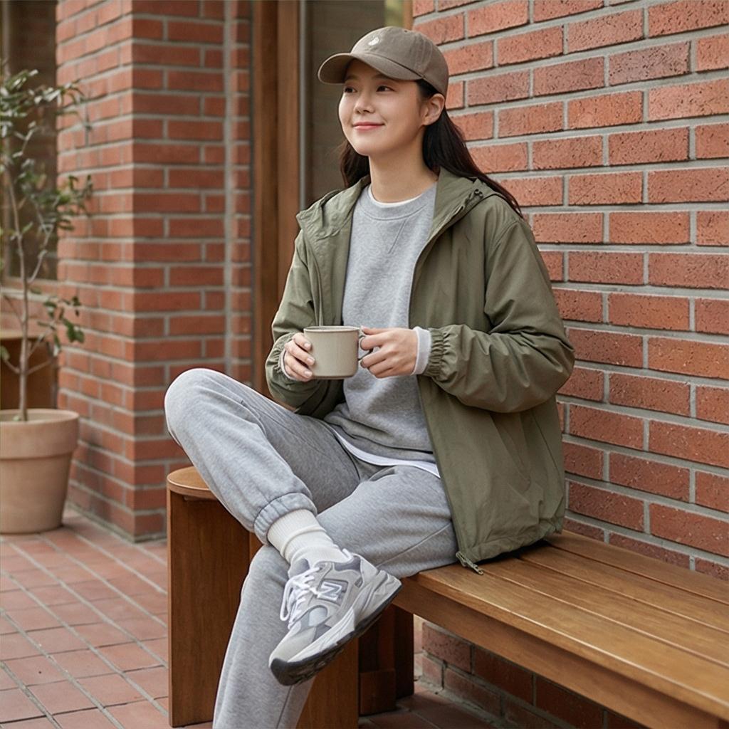 회색 조거 팬츠: 여유로운 원마일 웨어 룩