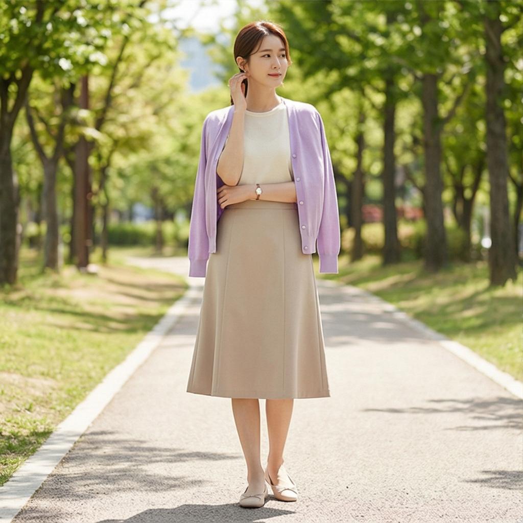 베이지색 코튼 팬츠: 우아한 나들이 스타일
