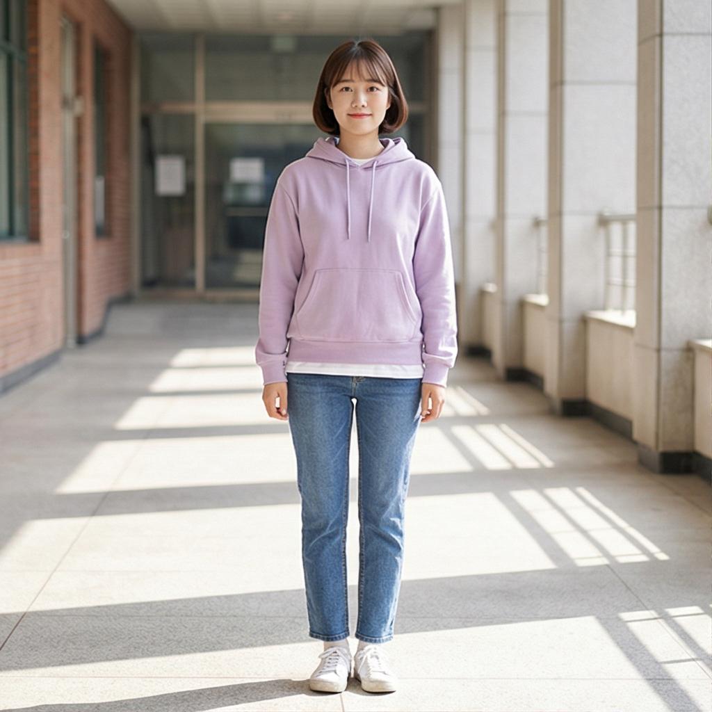 중청 데님 팬츠: 활동적인 캠퍼스 룩