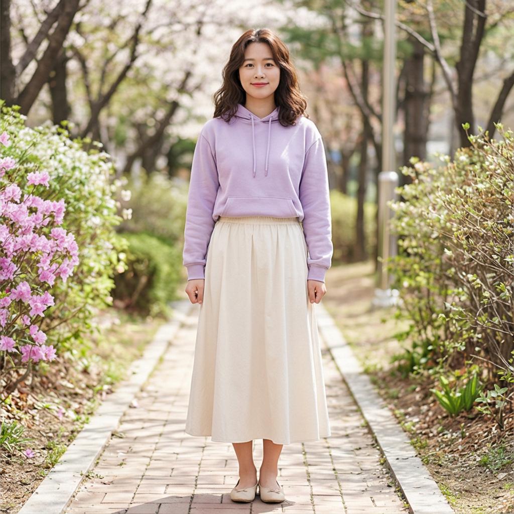 화이트 롱 스커트: 사랑스러운 나들이 룩