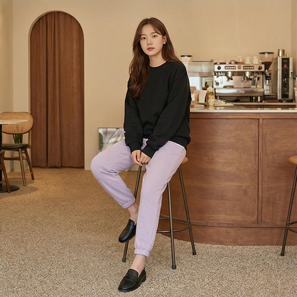 검정색 맨투맨: 차분한 데일리 룩