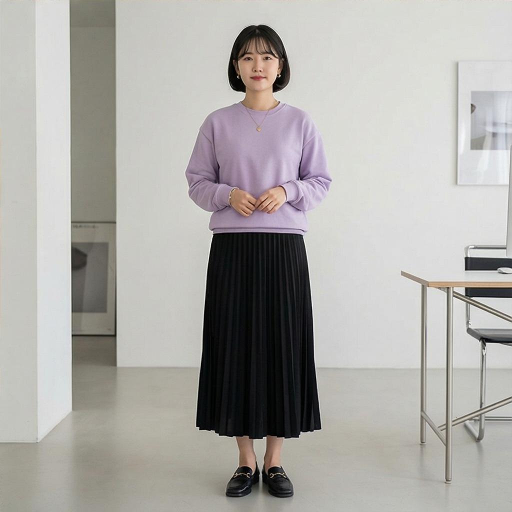 검정 롱 스커트: 단정한 오피스 룩