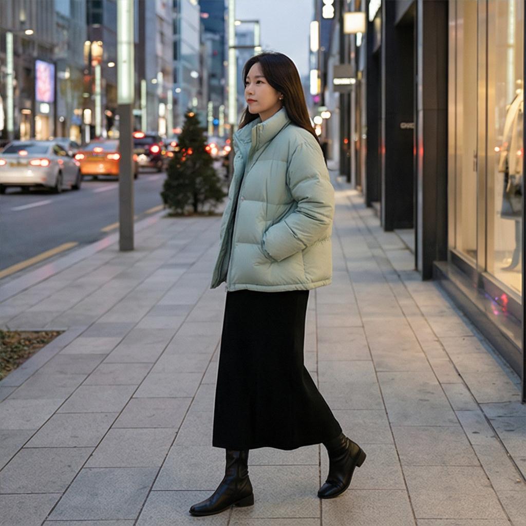 블랙 롱 스커트: 차분한 데이트 룩