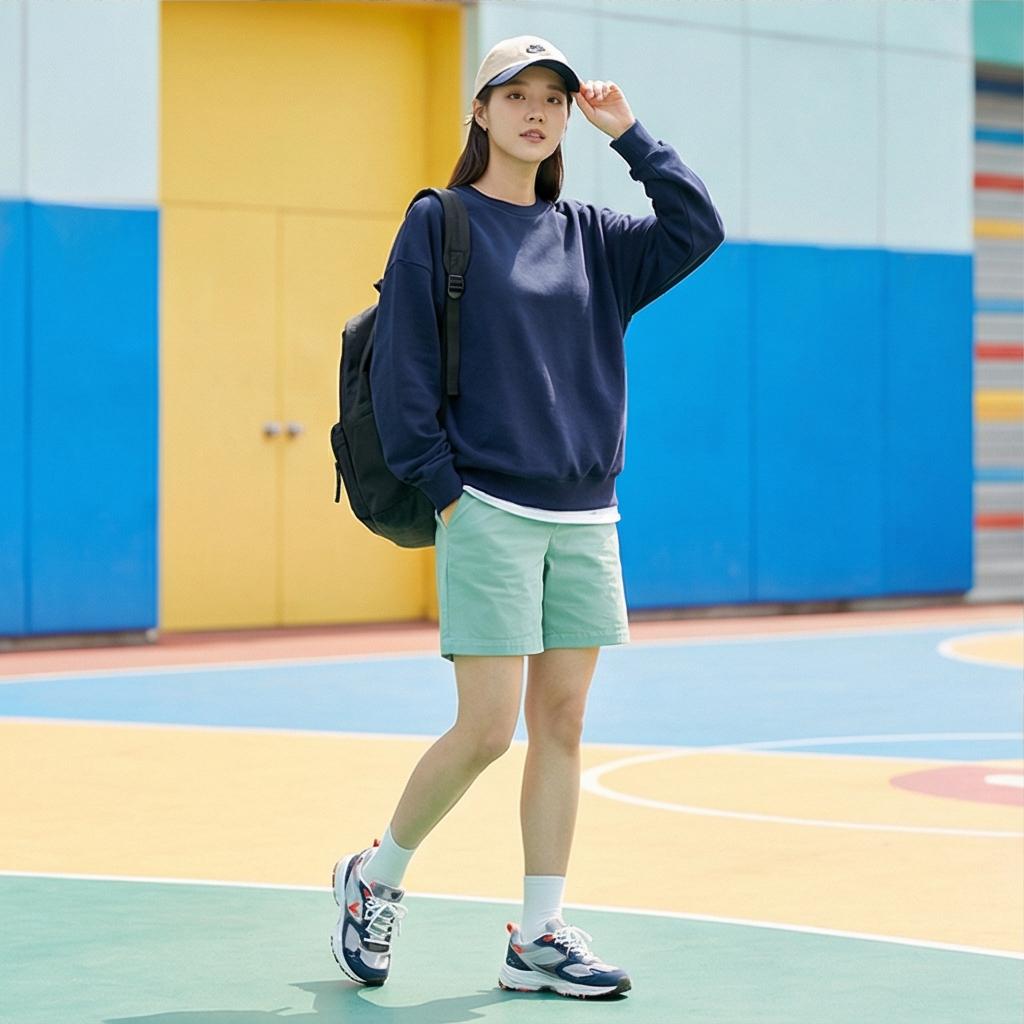 네이비 맨투맨: 활동적인 스타일