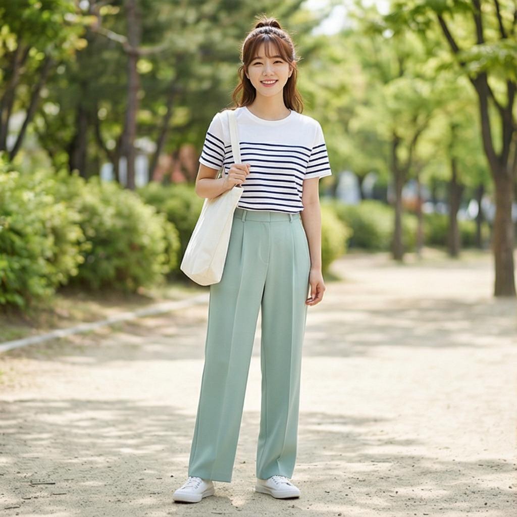 스트라이프 티셔츠: 경쾌한 바캉스룩