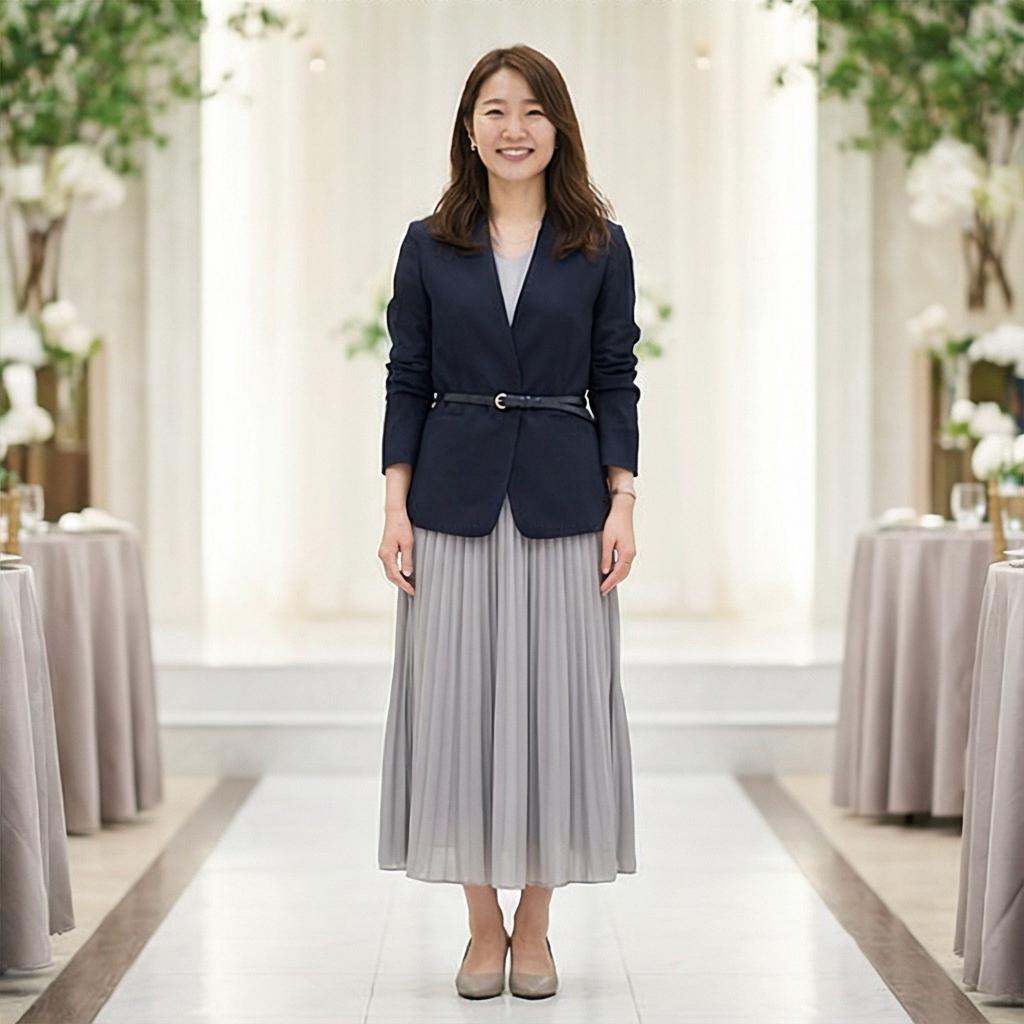 롱 스커트와 원피스: 차분하고 여성스러운 하객 룩