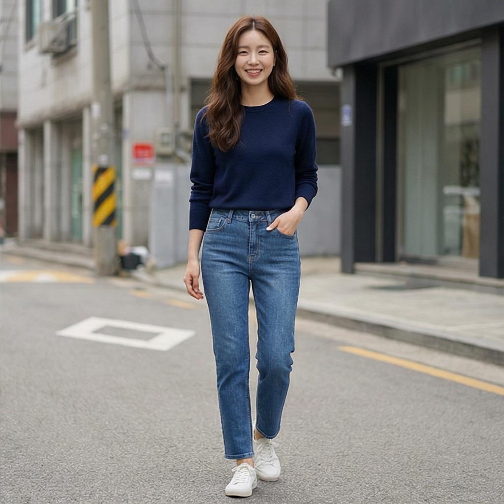 중청 데님 팬츠: 편안함이 돋보이는 데일리룩