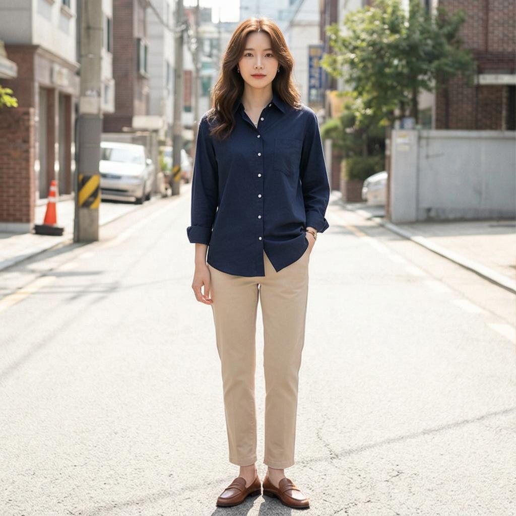 베이지색 면바지: 단정하고 클래식한 룩