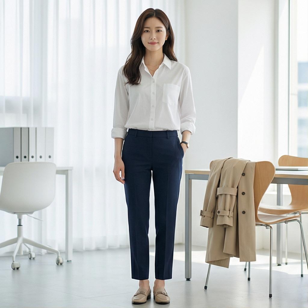 화이트 셔츠: 깔끔하고 신뢰감 있는 오피스 룩