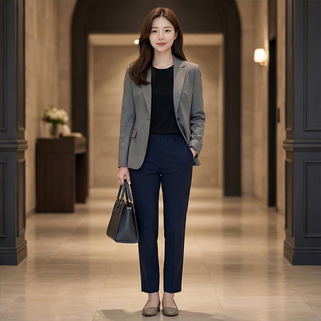 그레이 자켓: 지적이고 단정한 하객 룩