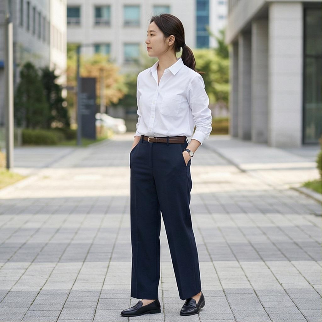 화이트 셔츠: 깔끔하고 신뢰감 있는 오피스룩