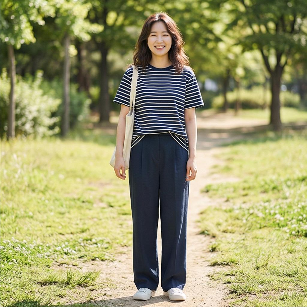 스트라이프 티셔츠: 경쾌한 데일리룩