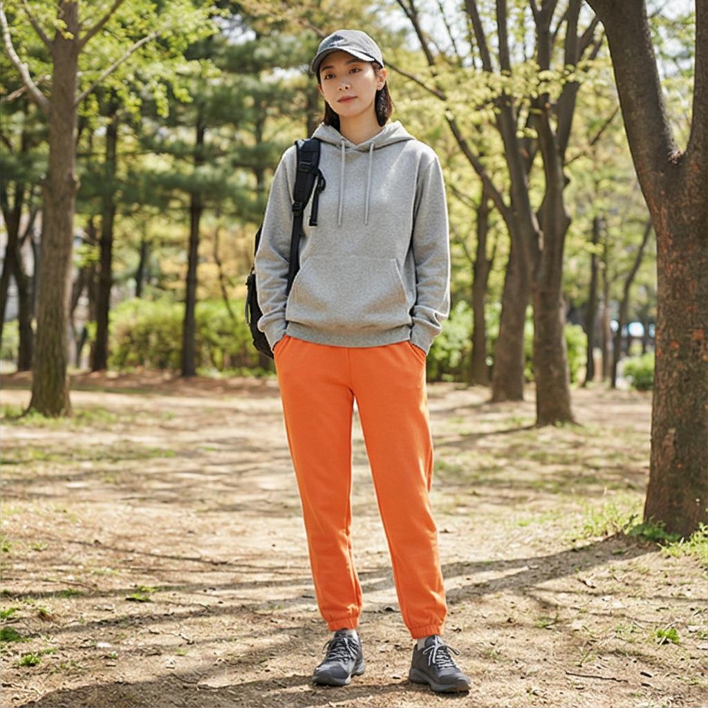 회색 후드티: 활동적인 캠핑 룩