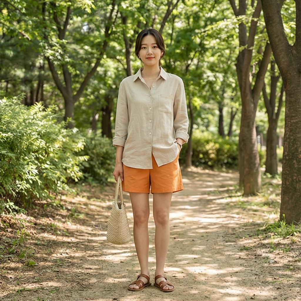 베이지색 린넨 셔츠: 단정하고 편안한 나들이 룩