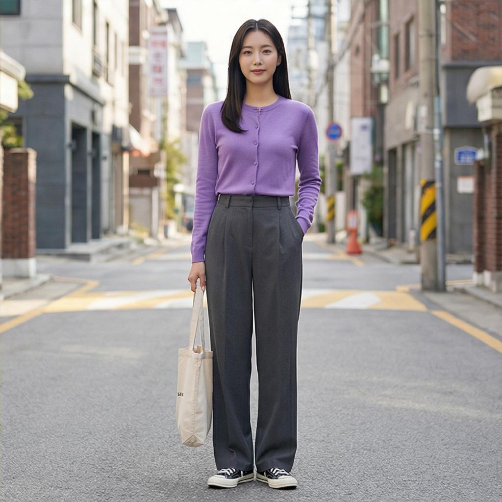 짙은 회색 와이드 팬츠: 모던한 미니멀룩