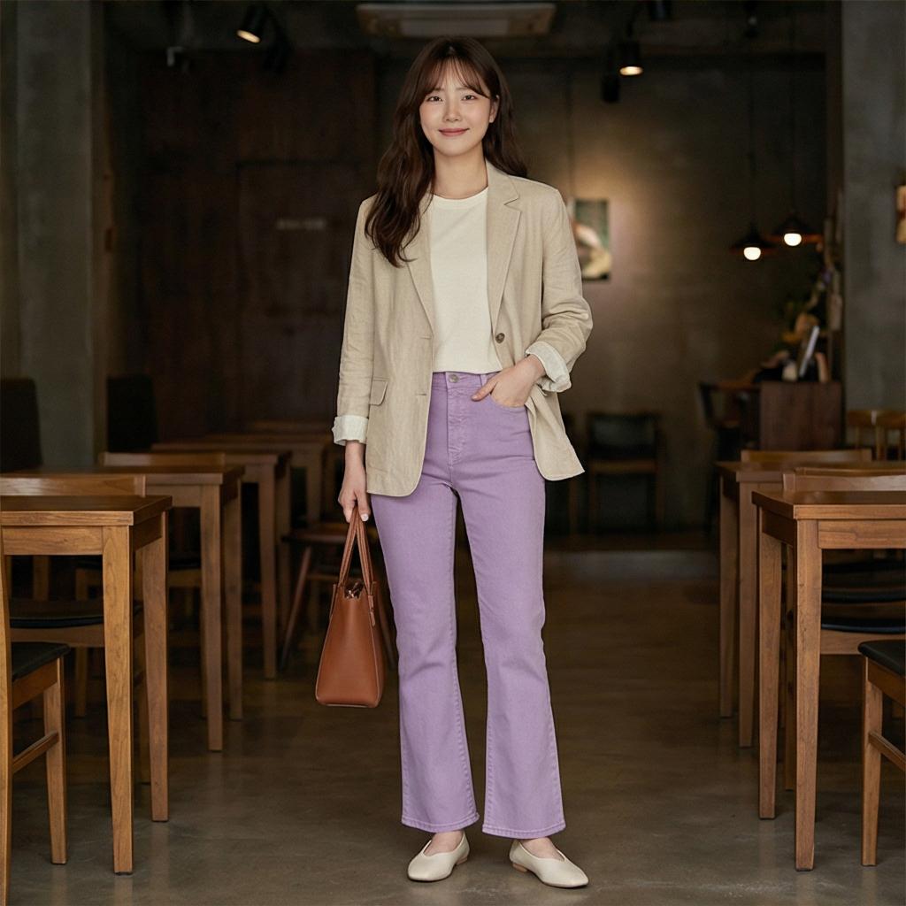 베이지 자켓: 부드러운 데이트 룩