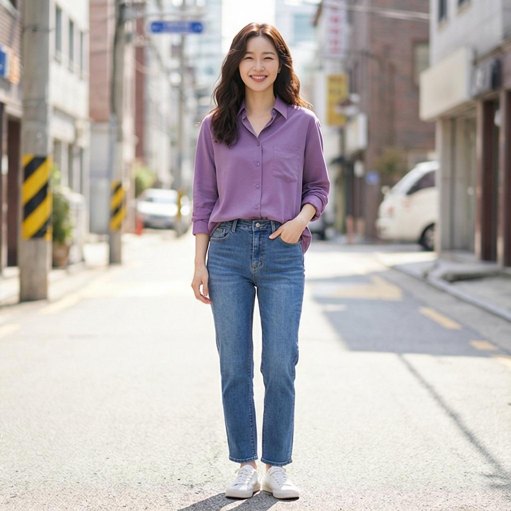 중청 데님 팬츠: 활동적인 데일리 룩