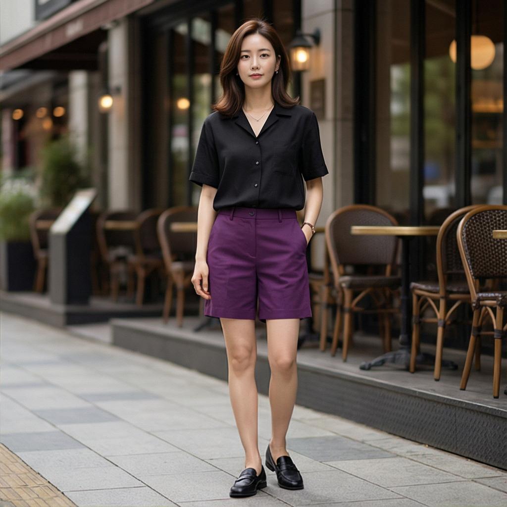 검정색 반팔 셔츠: 세련된 나들이 룩