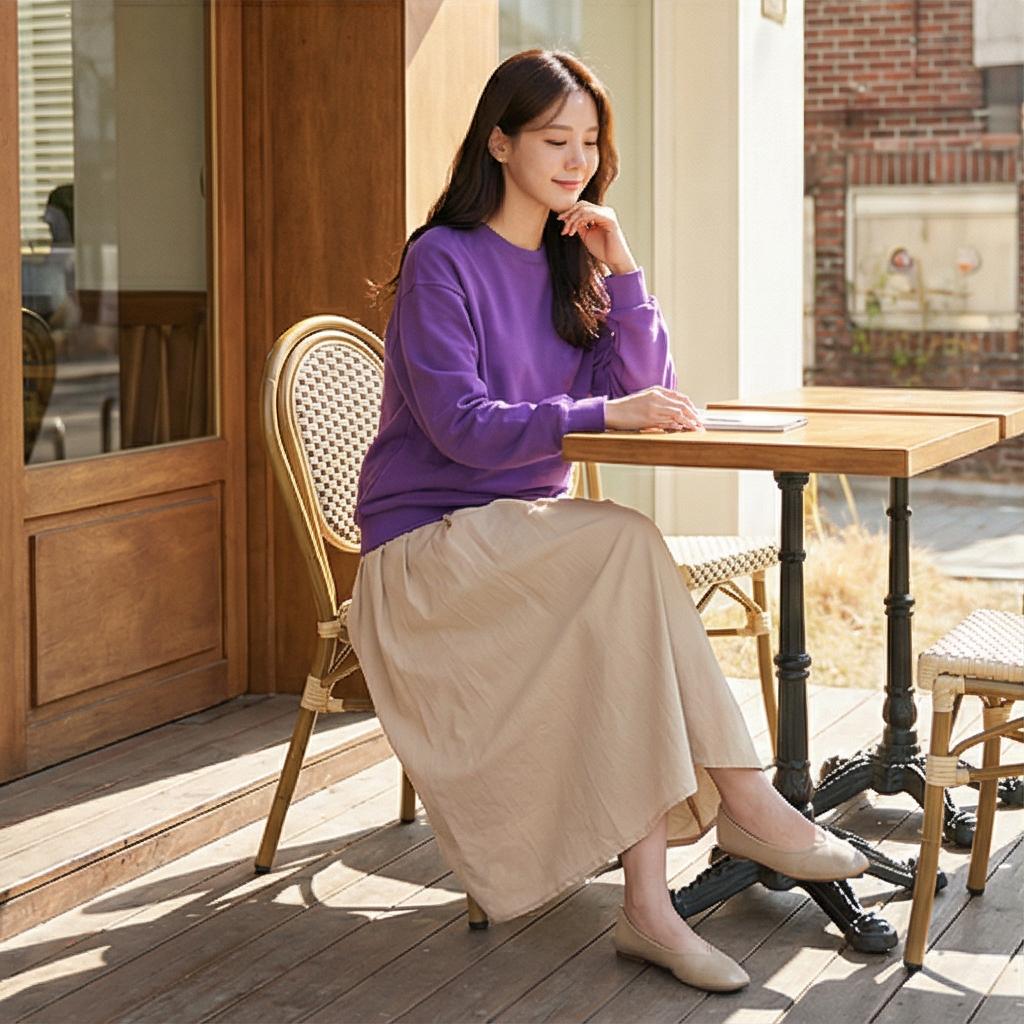 코튼 롱 스커트: 편안함과 여성스러움을 담은 룩