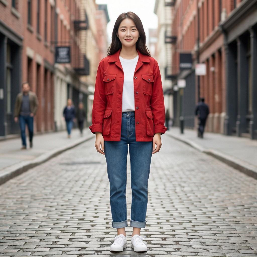 청바지와 흰색 무지 티셔츠: 편안한 데일리 스타일