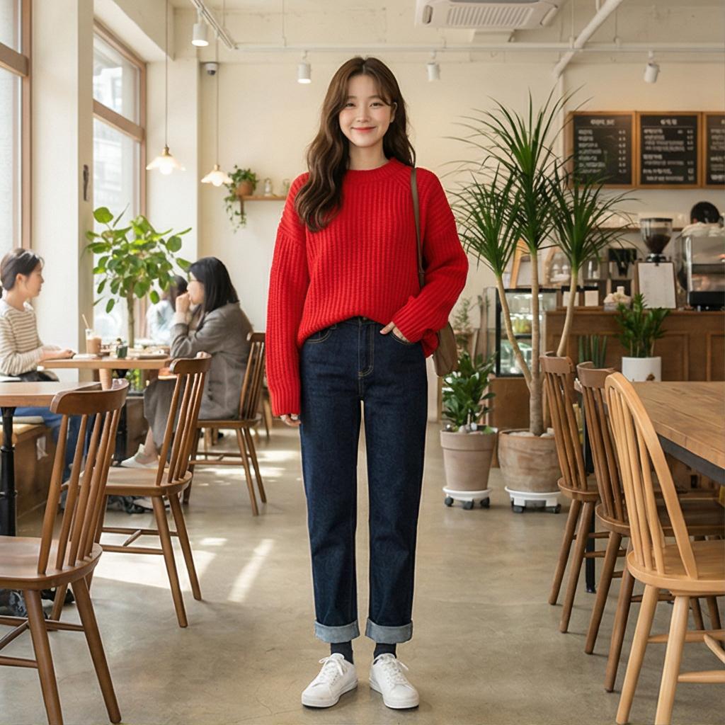 진청 데님 팬츠: 캐주얼 룩