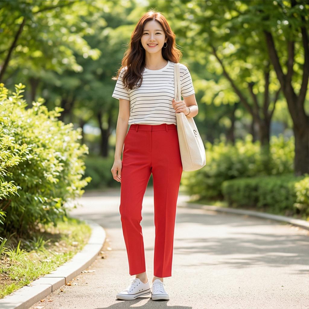 스트라이프 티셔츠: 경쾌한 주말 나들이 룩