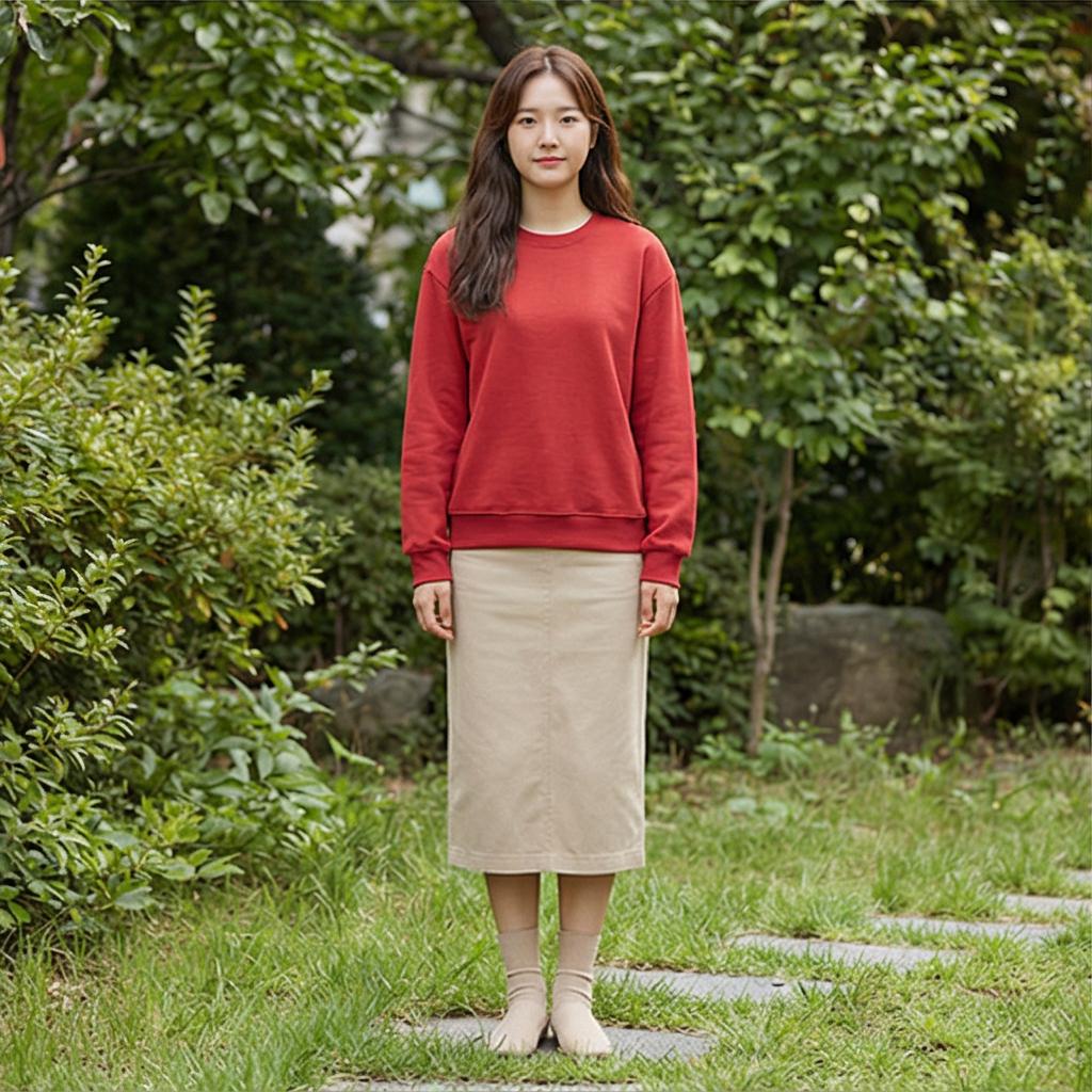 베이지색 롱 스커트: 분위기 있는 나들이 룩