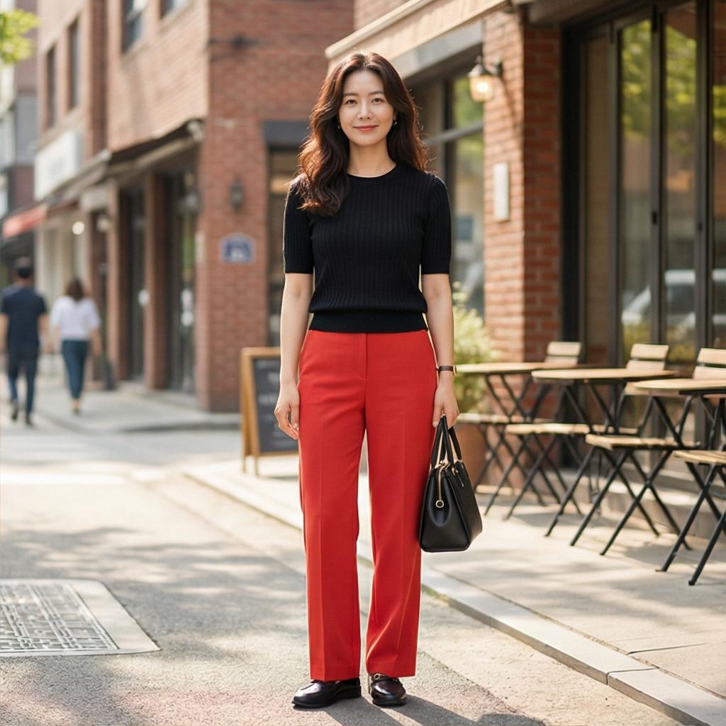 검정색 반팔 니트: 세련된 데일리 룩