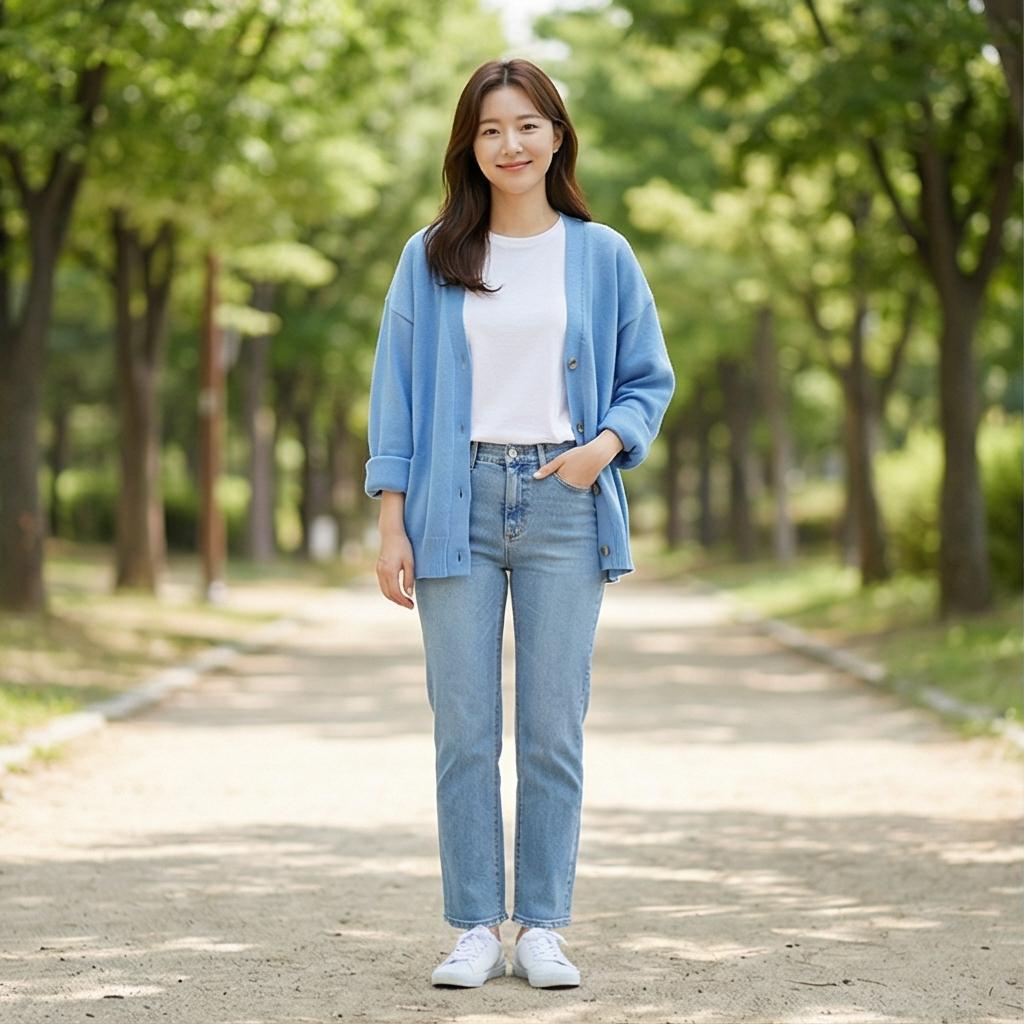 흰색 티셔츠 & 청바지: 깨끗한 데일리 스타일