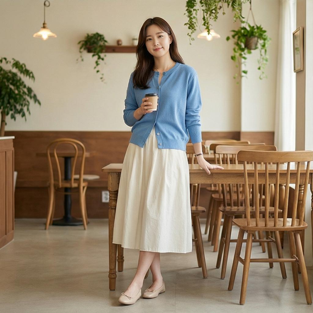 아이보리 코튼 스커트: 화사하고 부드러운 분위기