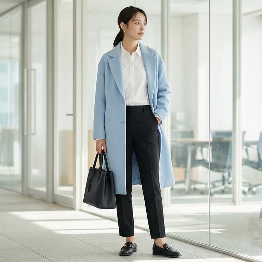 흰색 셔츠 & 블랙 슬랙스: 깔끔한 오피스 룩