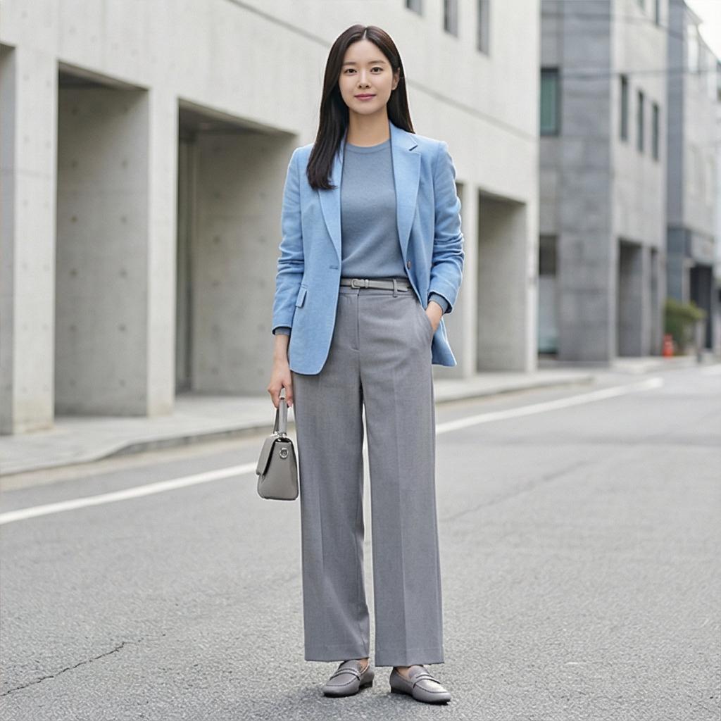 그레이 와이드 팬츠: 세련된 미니멀 룩
