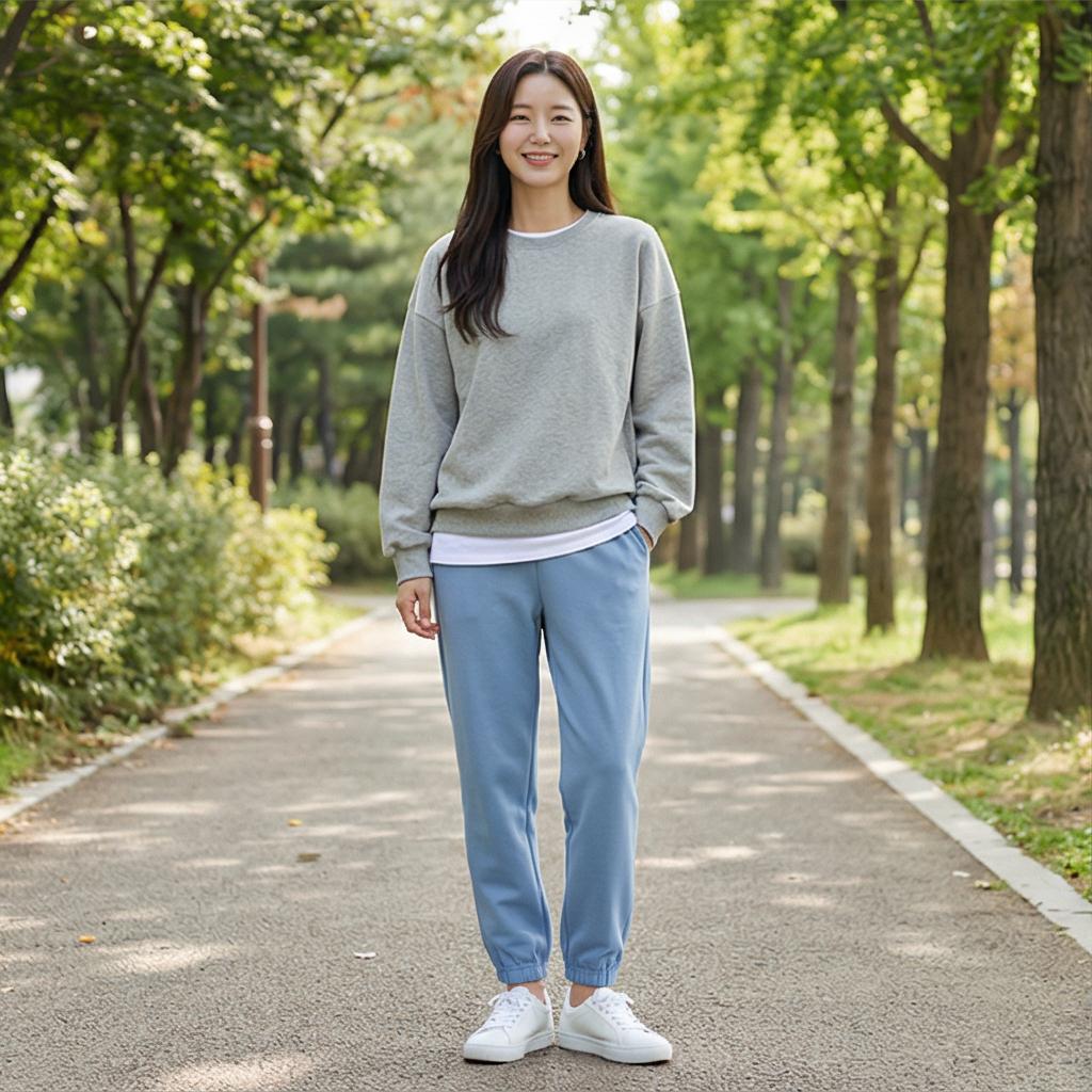 그레이 맨투맨: 편안한 위켄드 룩