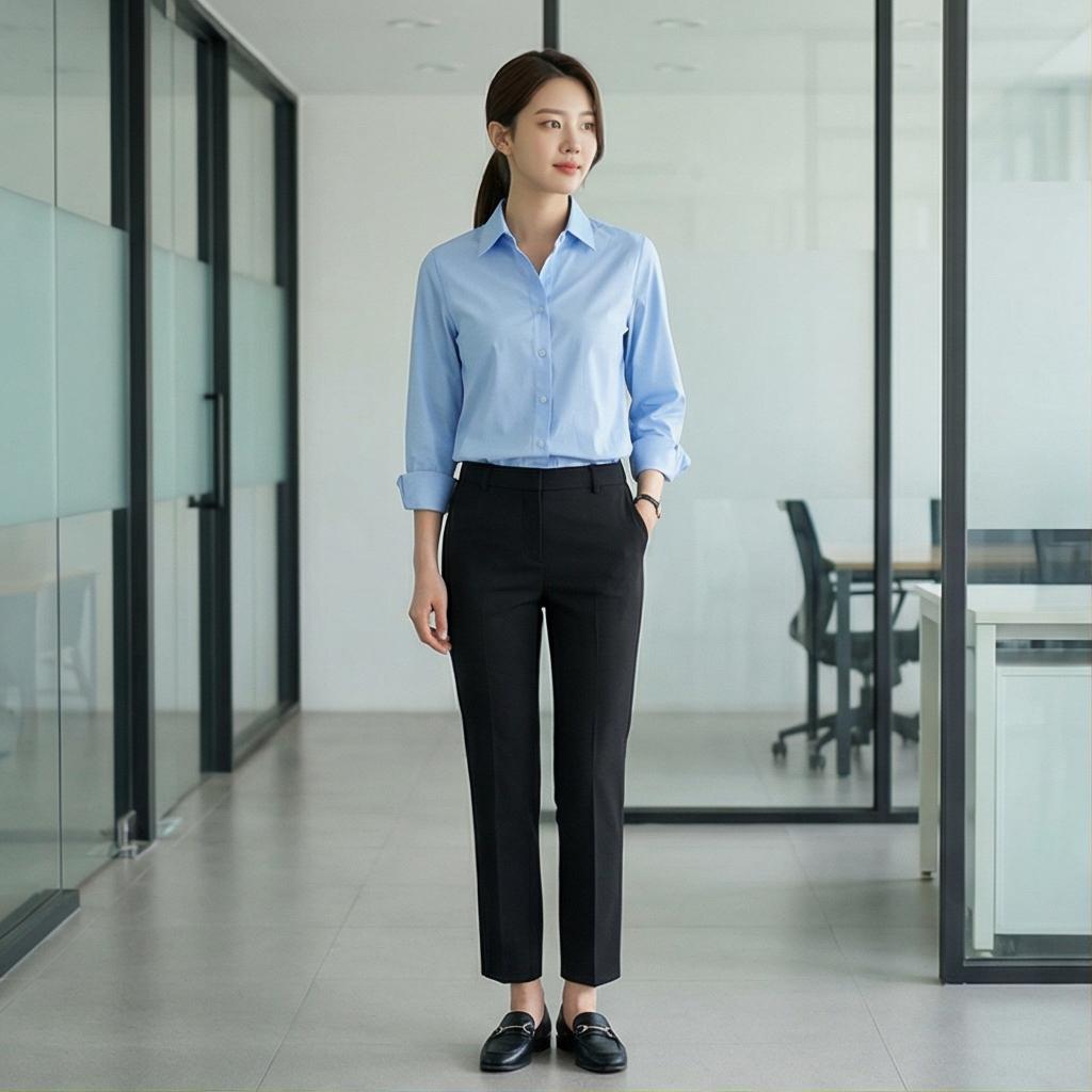 검정 슬랙스: 단정하고 깔끔한 오피스 룩