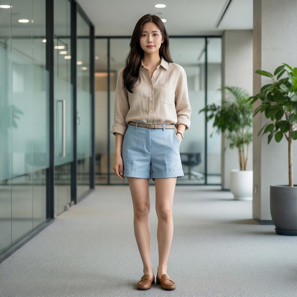 베이지 리넨 셔츠: 세련된 비즈니스 캐주얼 스타일