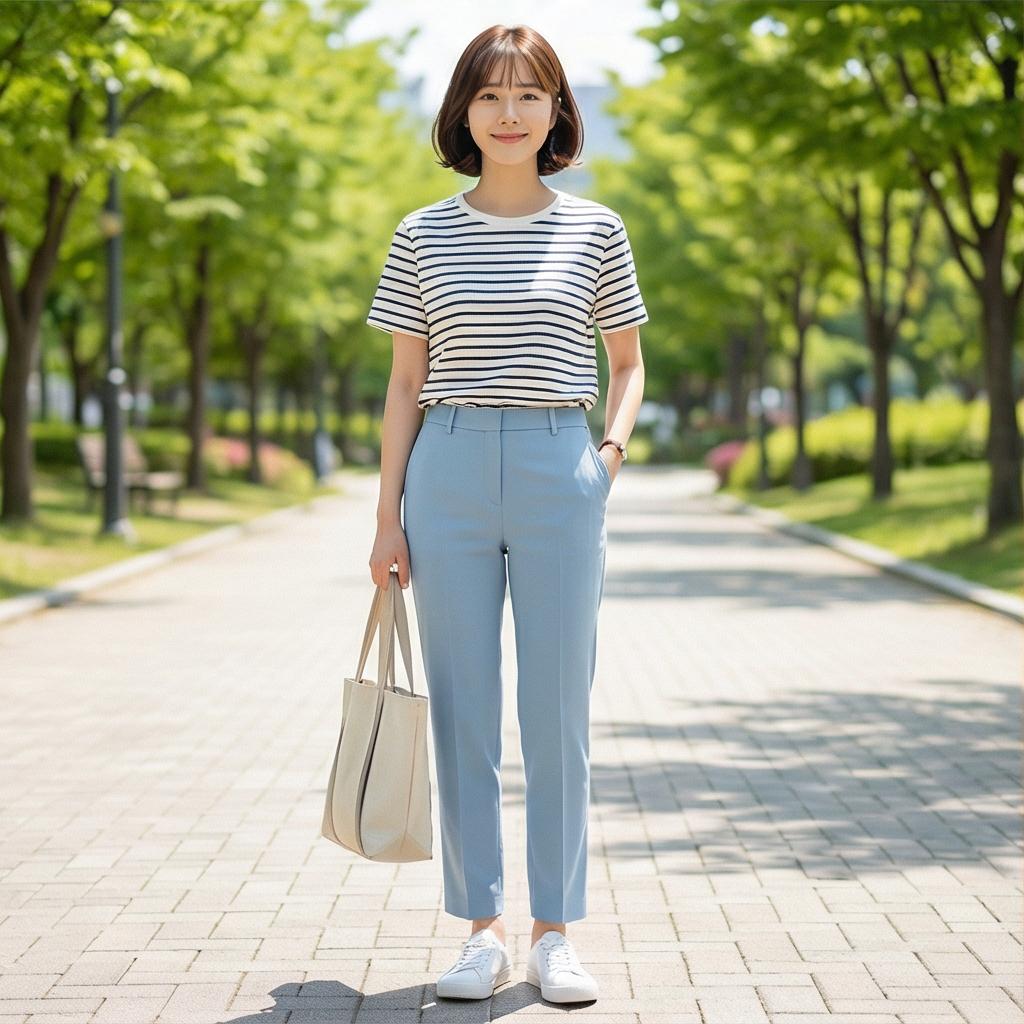 스트라이프 티셔츠: 편안한 주말 나들이 룩