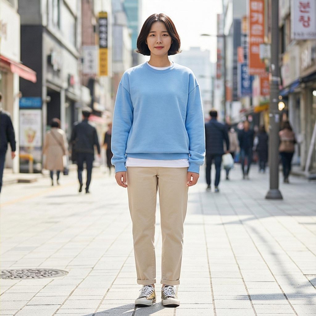 레이어드용 흰 티셔츠와 베이지 면바지: 감각적인 나들이 룩