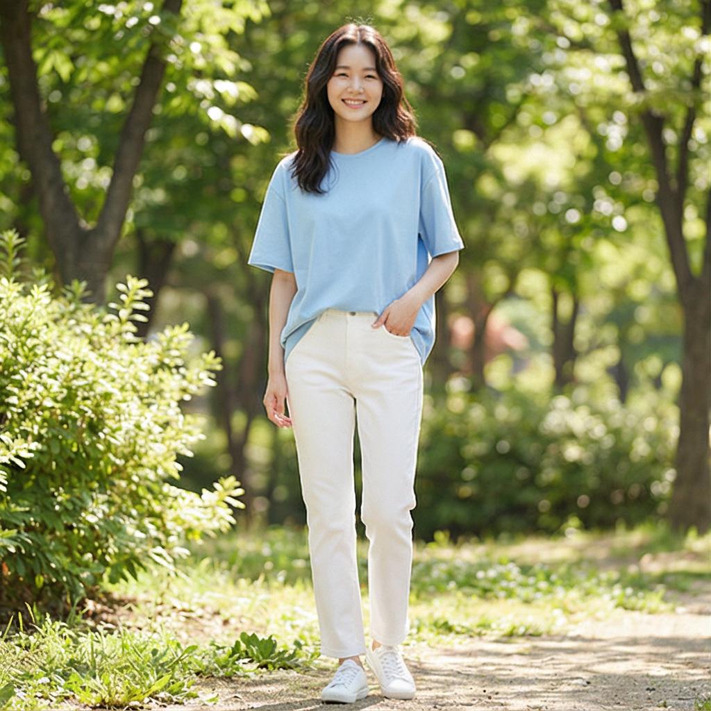 화이트 팬츠: 화사하고 깨끗한 나들이 룩