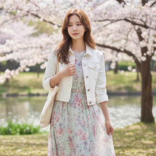 플라워 패턴 롱 원피스: 여성스러운 데이트룩