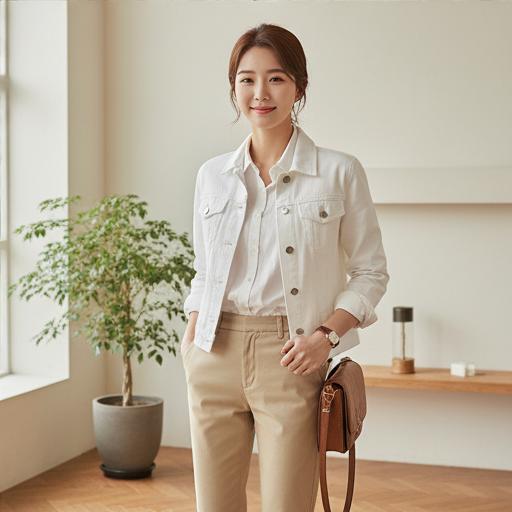 베이지 면바지: 따뜻하고 차분한 비즈니스 캐주얼룩