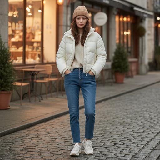 청바지와 회색 니트: 편안한 데일리 스타일