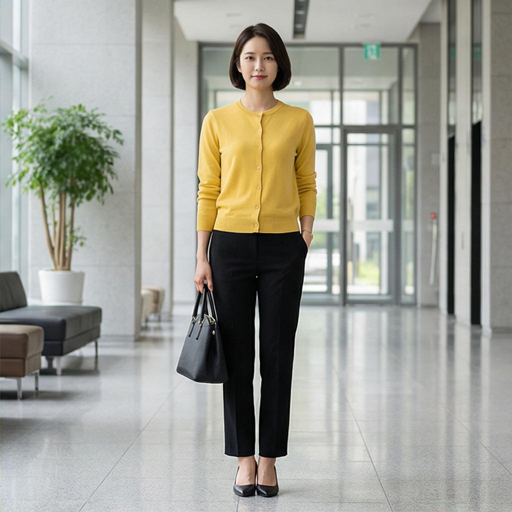 검정 슬랙스: 깔끔한 비즈니스 캐주얼룩