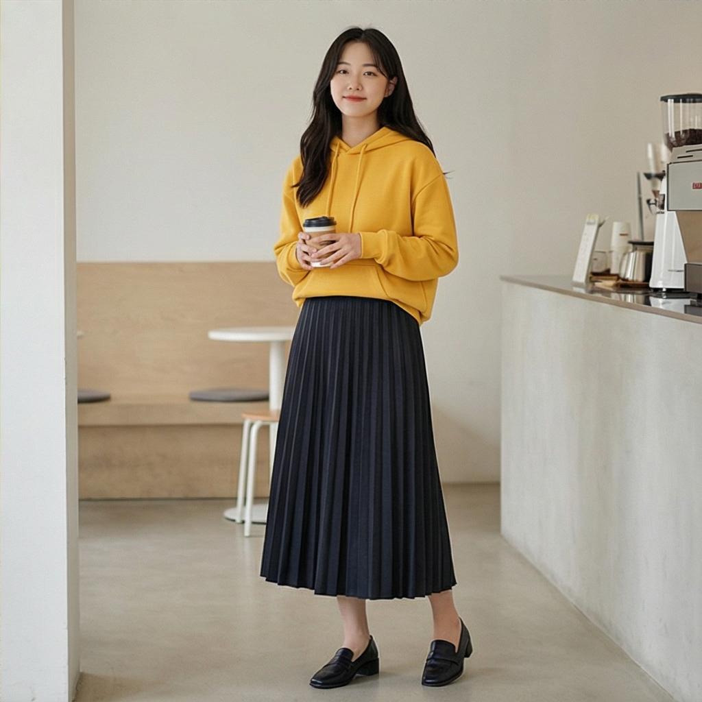 롱 스커트: 여성스러운 데이트룩