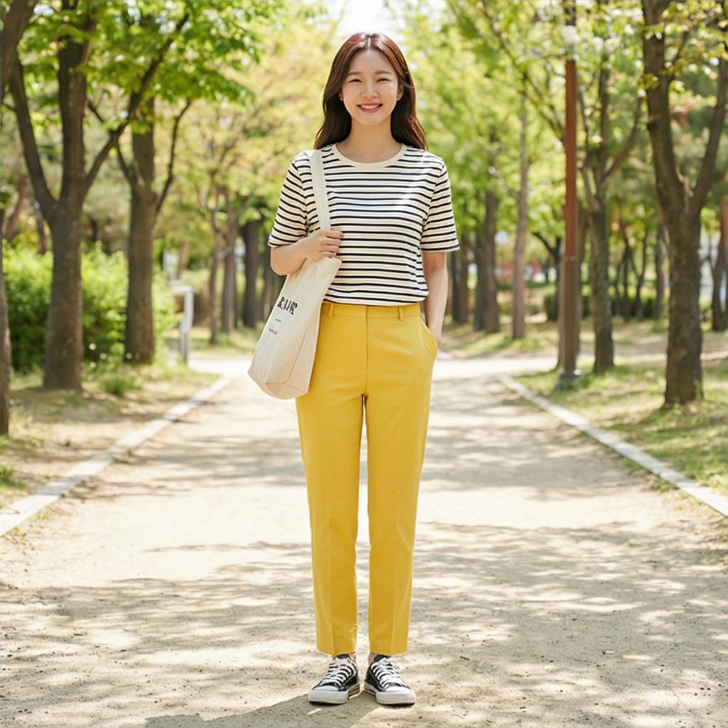 스트라이프 티셔츠: 경쾌한 나들이 룩